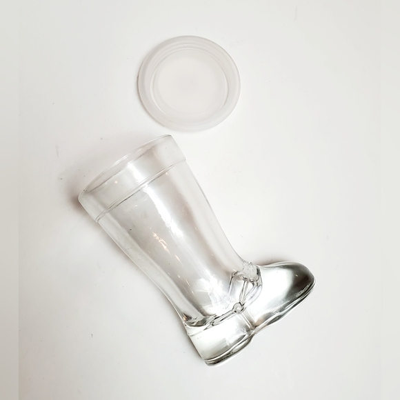 MCM Mod Dep Clear Boot Set of 2 Shot Liqueur Glasses with Lids - Picture 3 of 7